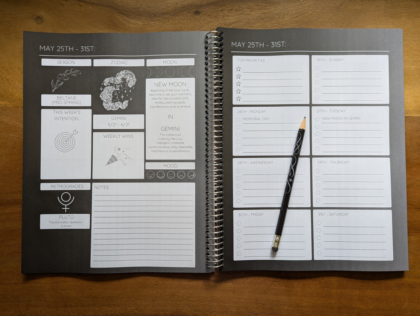 2025 Moon Phase Planner (Physical Version)