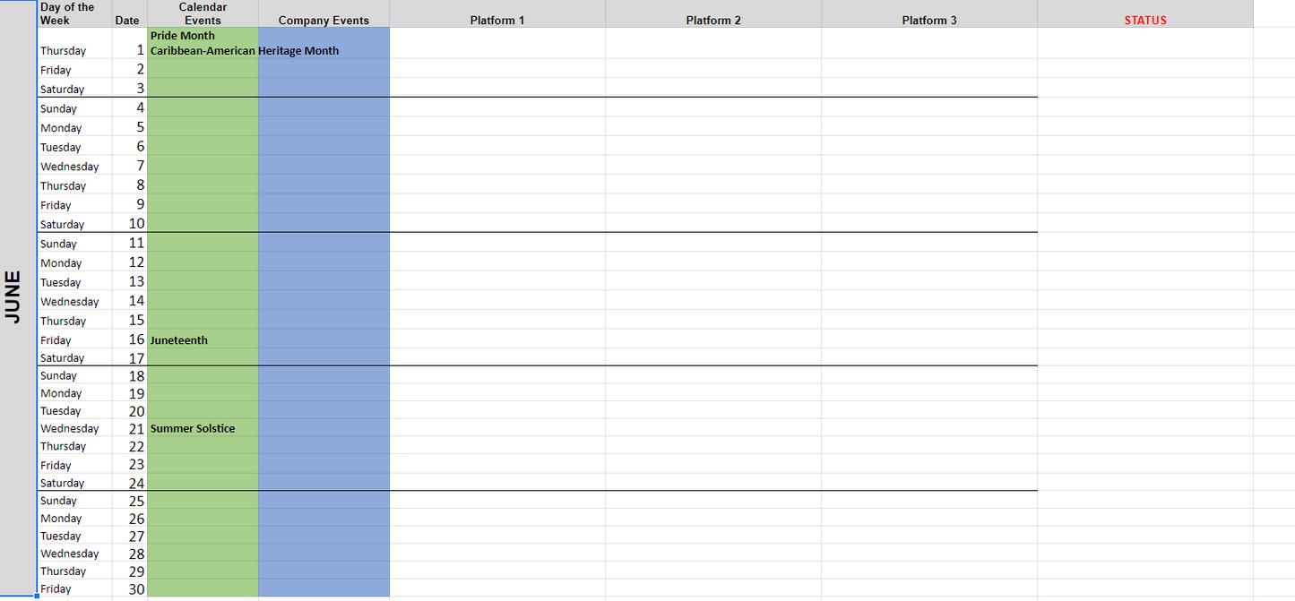 TEMPLATE Content Calendar (2025)